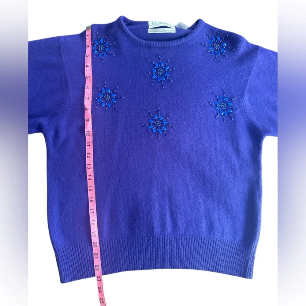 Elegant Vintage Le Moda Purple Embellished Hand loomed cottage core Sweater